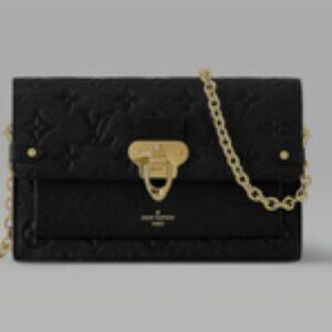 Immaculate Louis Vuitton Vavin Chain Wallet Black Monogram Empreinte Leather